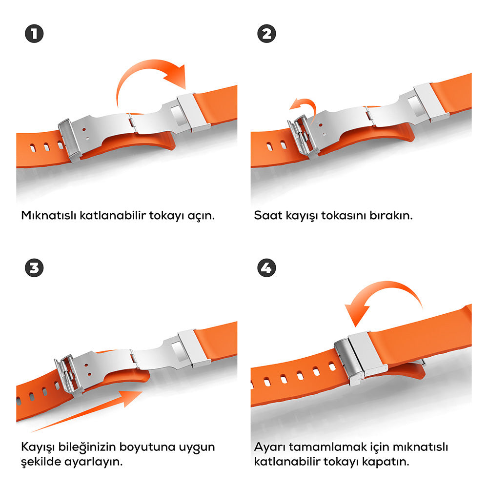 Apple Watch 44mm Zore KRD-145 Metal Tokalı Silikon Kordon Mavi