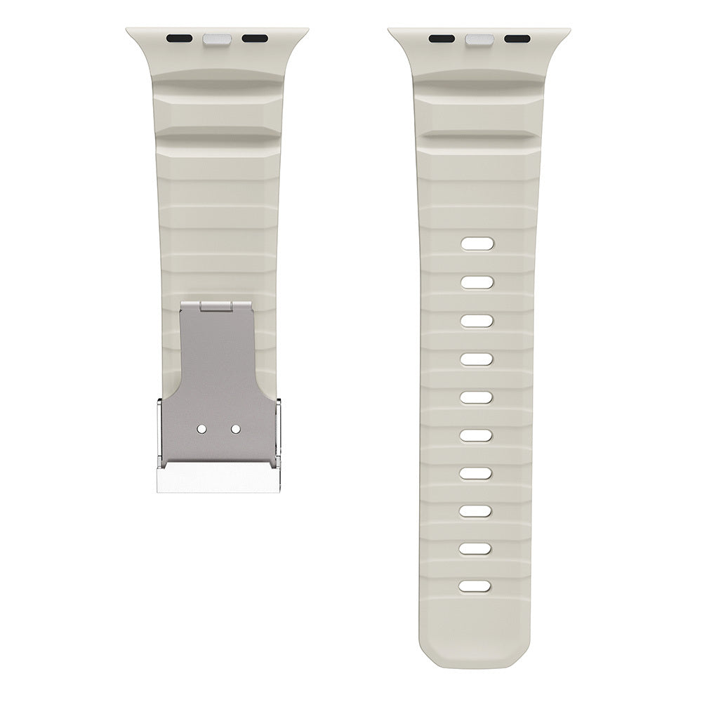Apple Watch 44mm Zore KRD-145 Metal Tokalı Silikon Kordon Mavi