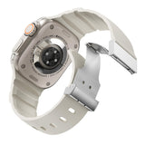 Apple Watch 44mm Zore KRD-145 Metal Tokalı Silikon Kordon Mavi