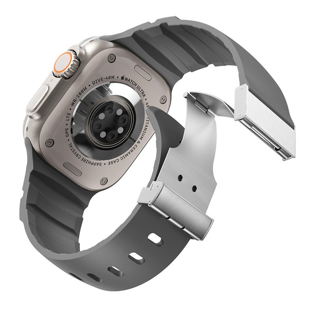 Apple Watch 44mm Zore KRD-145 Metal Tokalı Silikon Kordon Mavi