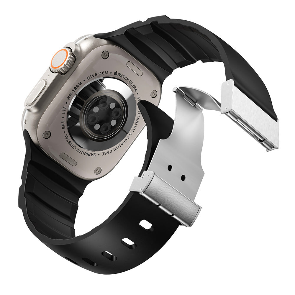 Apple Watch 44mm Zore KRD-145 Metal Tokalı Silikon Kordon Mavi