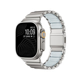 Apple Watch 44mm KRD-151 Metal Silikon Kordon Gümüş-Mavi