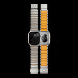Apple Watch 44mm Zore KRD-152 Titanyum Silikon Kordon Siyah-Turuncu