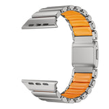 Apple Watch 44mm Zore KRD-152 Titanyum Silikon Kordon Siyah-Turuncu