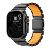 Apple Watch 44mm Zore KRD-152 Titanyum Silikon Kordon Siyah-Turuncu