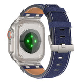 Apple Watch 44mm KRD-153 Kot Kumaş Tasarımlı Kordon Siyah-Mavi