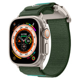 Apple Watch 44mm KRD-154 Naylon Kumaş Hasır Örgülü Kordon Gri-Yeşil