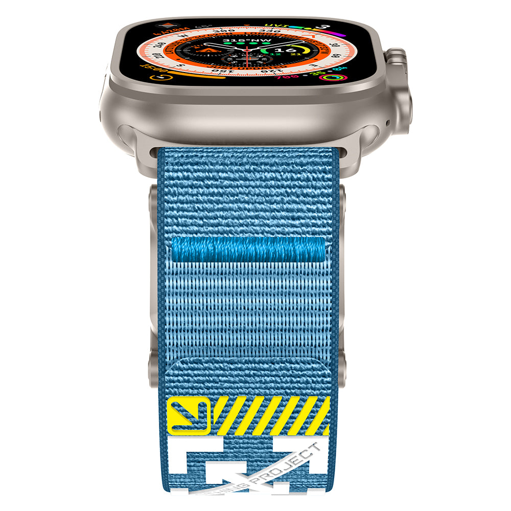 Apple Watch 44mm Zore KRD-154 Naylon Kumaş Hasır Örgülü Kordon Gri-Mavi