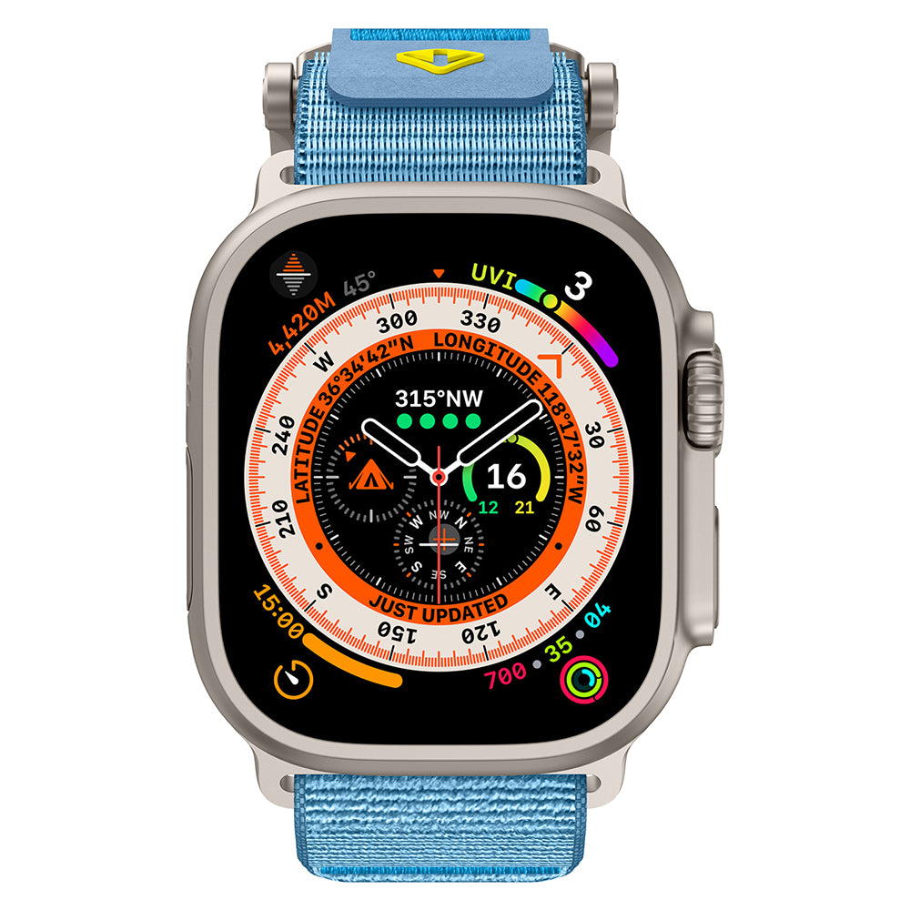 Apple Watch 44mm Zore KRD-154 Naylon Kumaş Hasır Örgülü Kordon Gri-Mavi