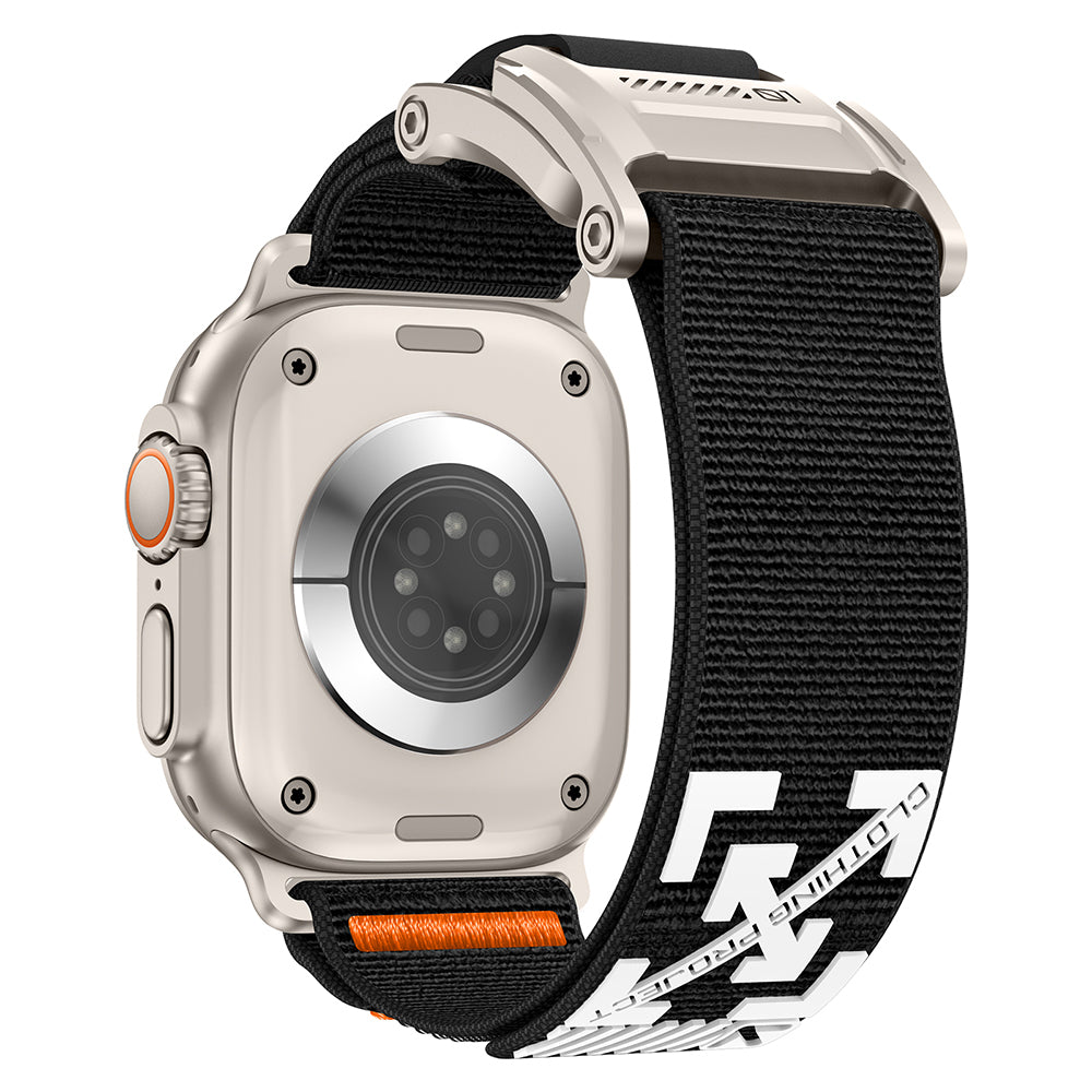 Apple Watch 44mm Zore KRD-154 Naylon Kumaş Hasır Örgülü Kordon Gri-Siyah