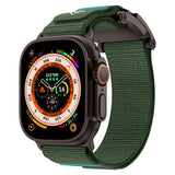 Apple Watch 44mm Zore KRD-154 Naylon Kumaş Hasır Örgülü Kordon Siyah-Yeşil