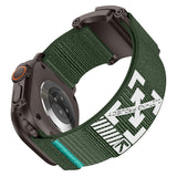 Apple Watch 44mm Zore KRD-154 Naylon Kumaş Hasır Örgülü Kordon Siyah-Yeşil
