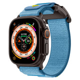 Apple Watch 44mm Zore KRD-154 Naylon Kumaş Hasır Örgülü Kordon Siyah-Mavi