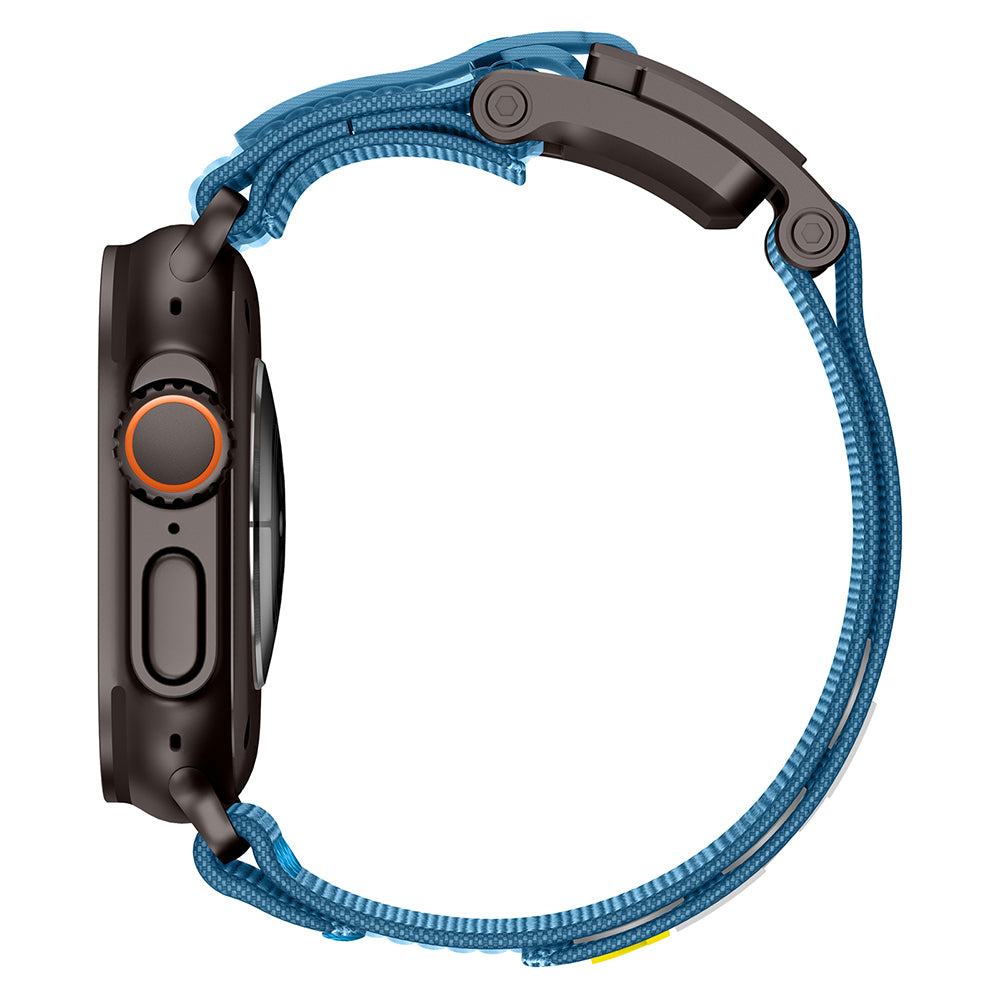 Apple Watch 44mm Zore KRD-154 Naylon Kumaş Hasır Örgülü Kordon Siyah-Mavi