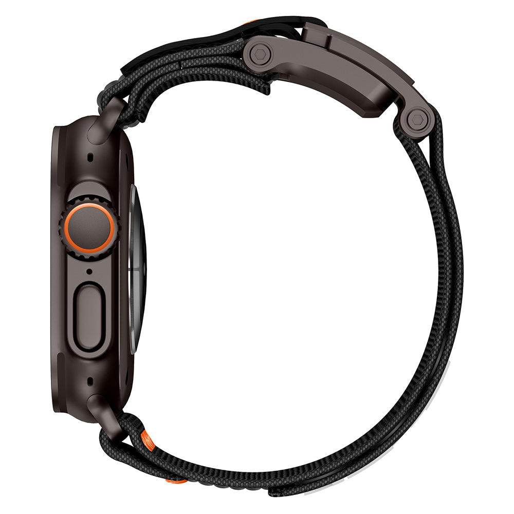 Apple Watch 44mm Zore KRD-154 Naylon Kumaş Hasır Örgülü Kordon Siyah