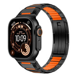 Apple Watch 44mm Zore KRD-155 Metal Silikon Kordon Siyah-Turuncu
