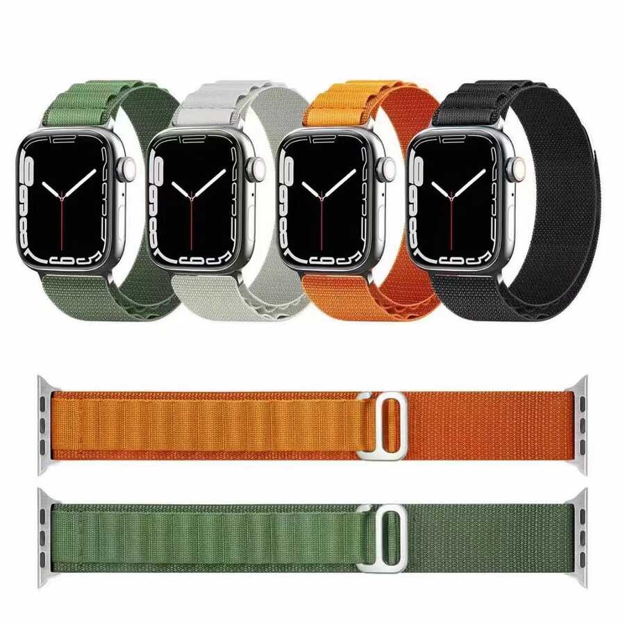 Apple Watch 44mm Zore KRD-74 Hasır Kordon Siyah-Füme