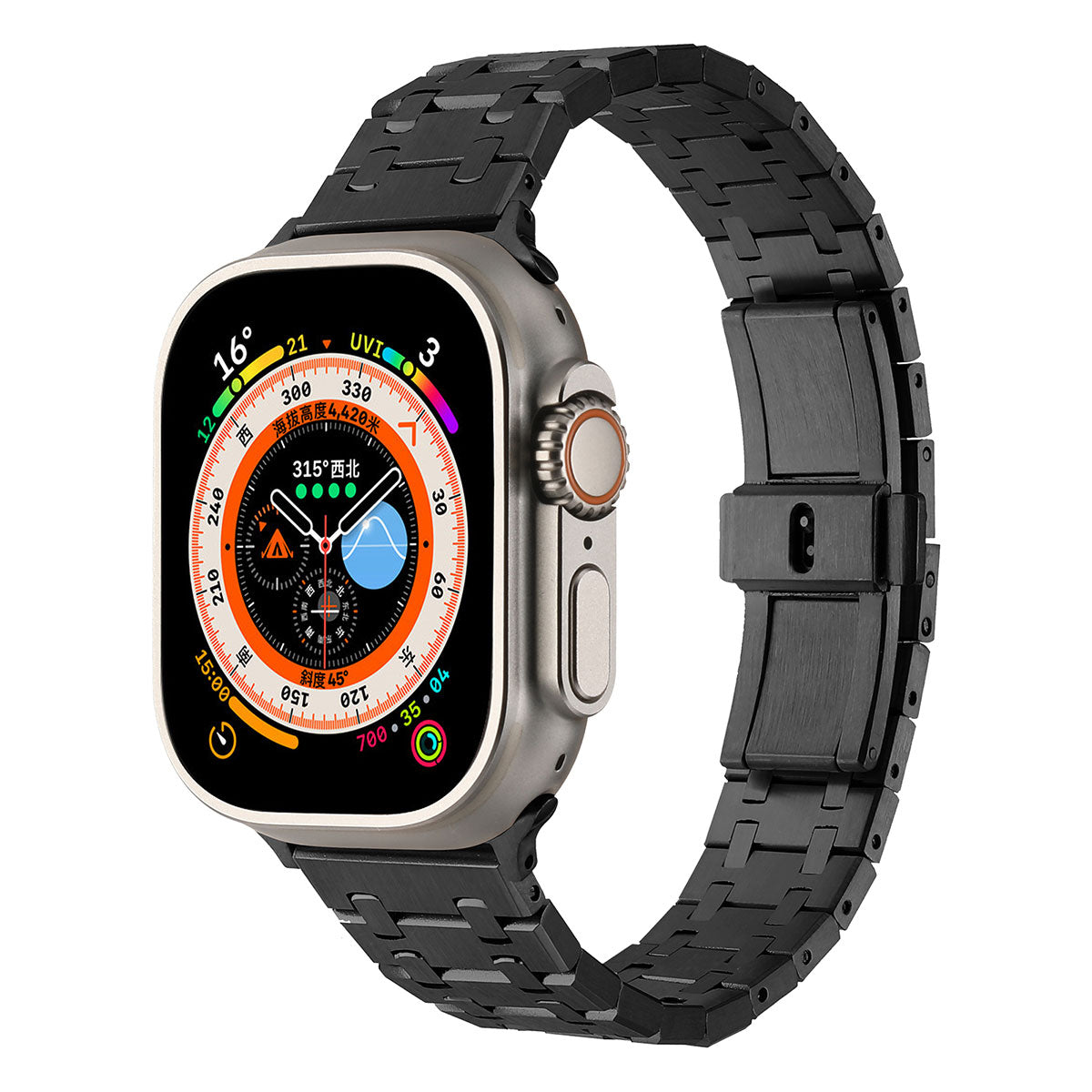 Apple Watch 44mm Zore KRD-83 Metal Kordon Siyah