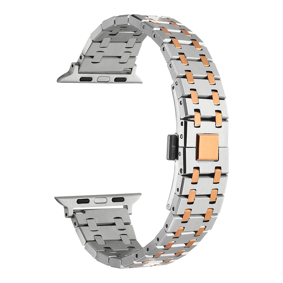 Apple Watch 44mm Zore KRD-83 Metal Kordon Gümüş-Rosegold
