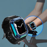 Apple Watch 44mm Zore KRD-88 Sert PC Kasa Koruyuculu Silikon Kordon Mavi