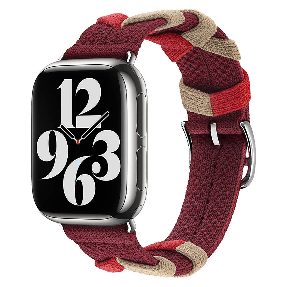 Apple Watch 44mm Zore KRD-97 Sarmal Örgü Tasarımlı Kordon Koyu Siyah