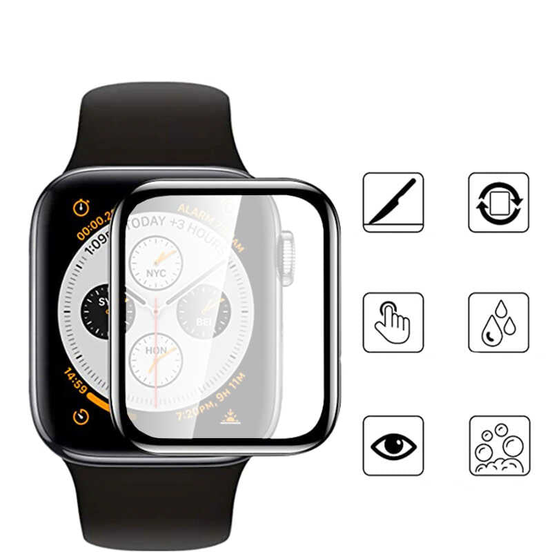 Apple Watch 44mm Zore Mat Eko PMMA Pet Saat Ekran Koruyucu Siyah