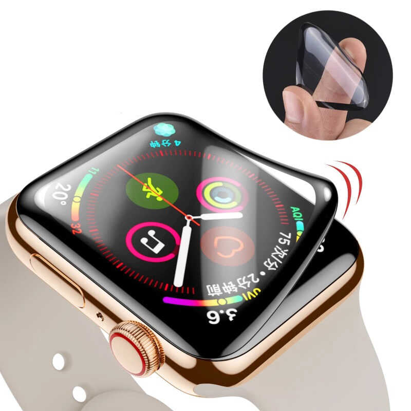 Apple Watch 44mm Zore PMMA Silikon Body Saat Ekran Koruyucu Siyah