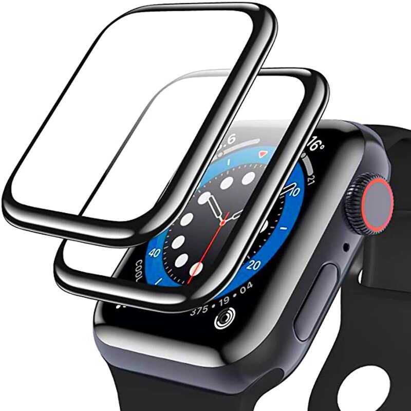 Apple Watch 44mm Zore PMMA Silikon Body Saat Ekran Koruyucu Siyah