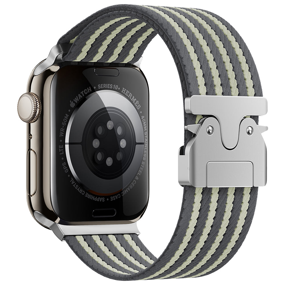 Apple Watch 45mm Zore KRD-133 Naylon Kumaş Hasır Örgülü Kordon Kahverengi