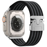 Apple Watch 49mm Zore KRD-133 Naylon Kumaş Hasır Örgülü Kordon Siyah