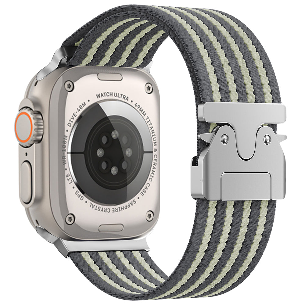 Apple Watch 49mm Zore KRD-133 Naylon Kumaş Hasır Örgülü Kordon Gri