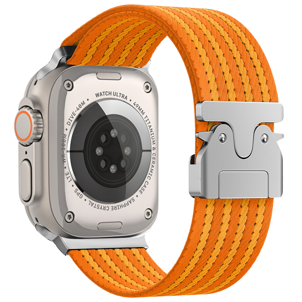 Apple Watch 49mm Zore KRD-133 Naylon Kumaş Hasır Örgülü Kordon Turuncu