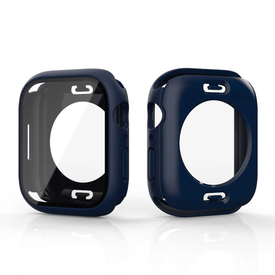 Apple Watch 7 41mm 360 Derece Korumalı Kasa ve Ekran Koruyucu Zore Watch Gard 12 Lacivert