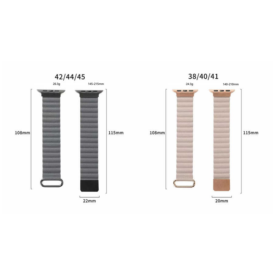 Apple Watch 7 41mm KRD-78 PU Deri Kordon Strap Kayış Beyaz