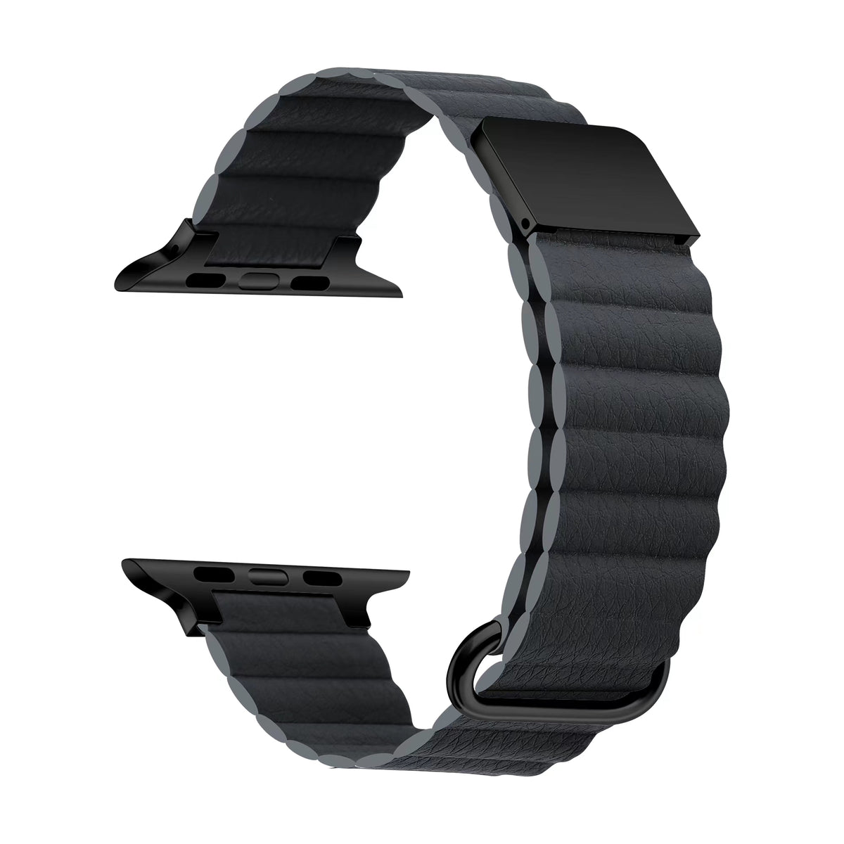 Apple Watch 7 41mm KRD-78 PU Deri Kordon Strap Kayış Koyu Gri