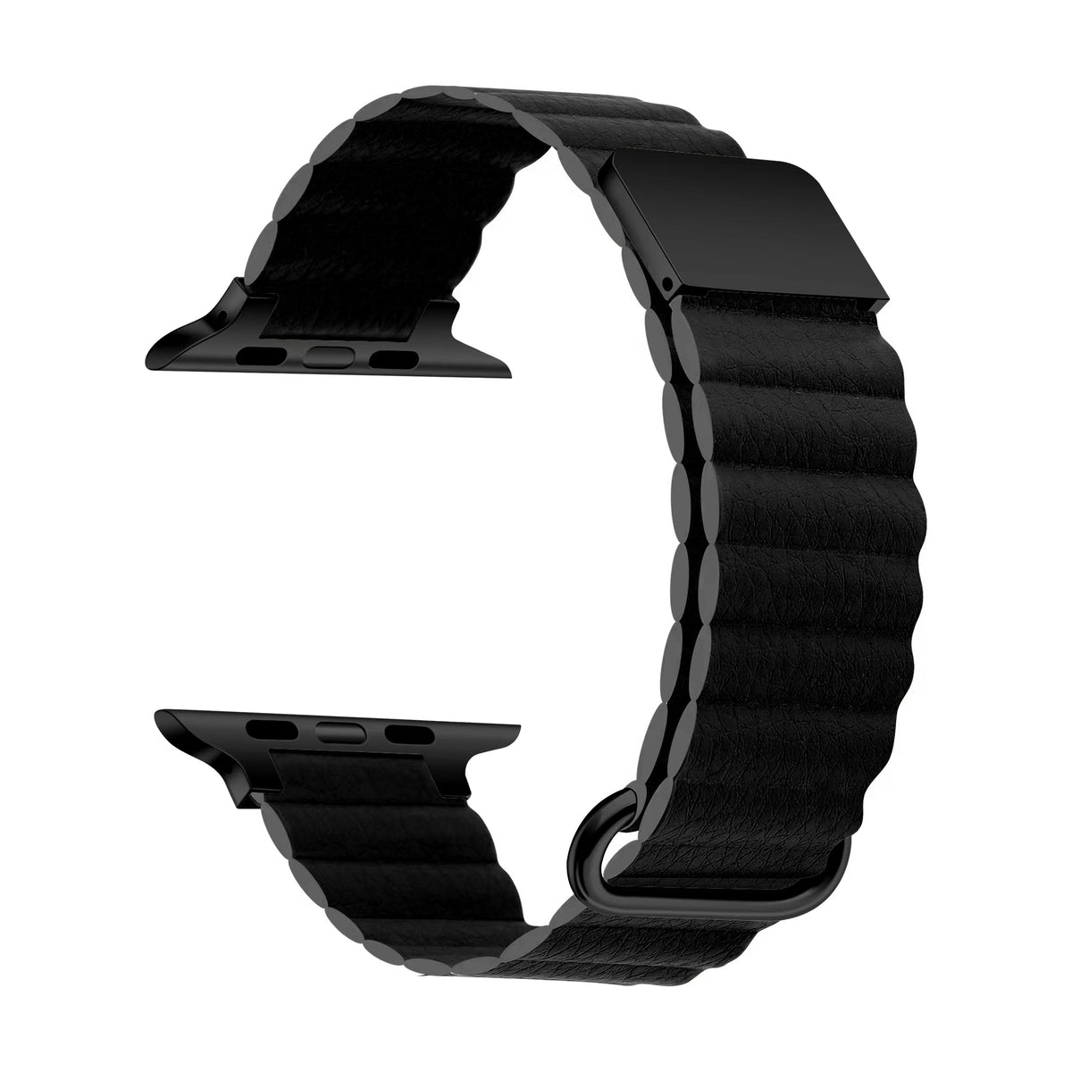 Apple Watch 7 41mm KRD-78 PU Deri Kordon Strap Kayış Siyah