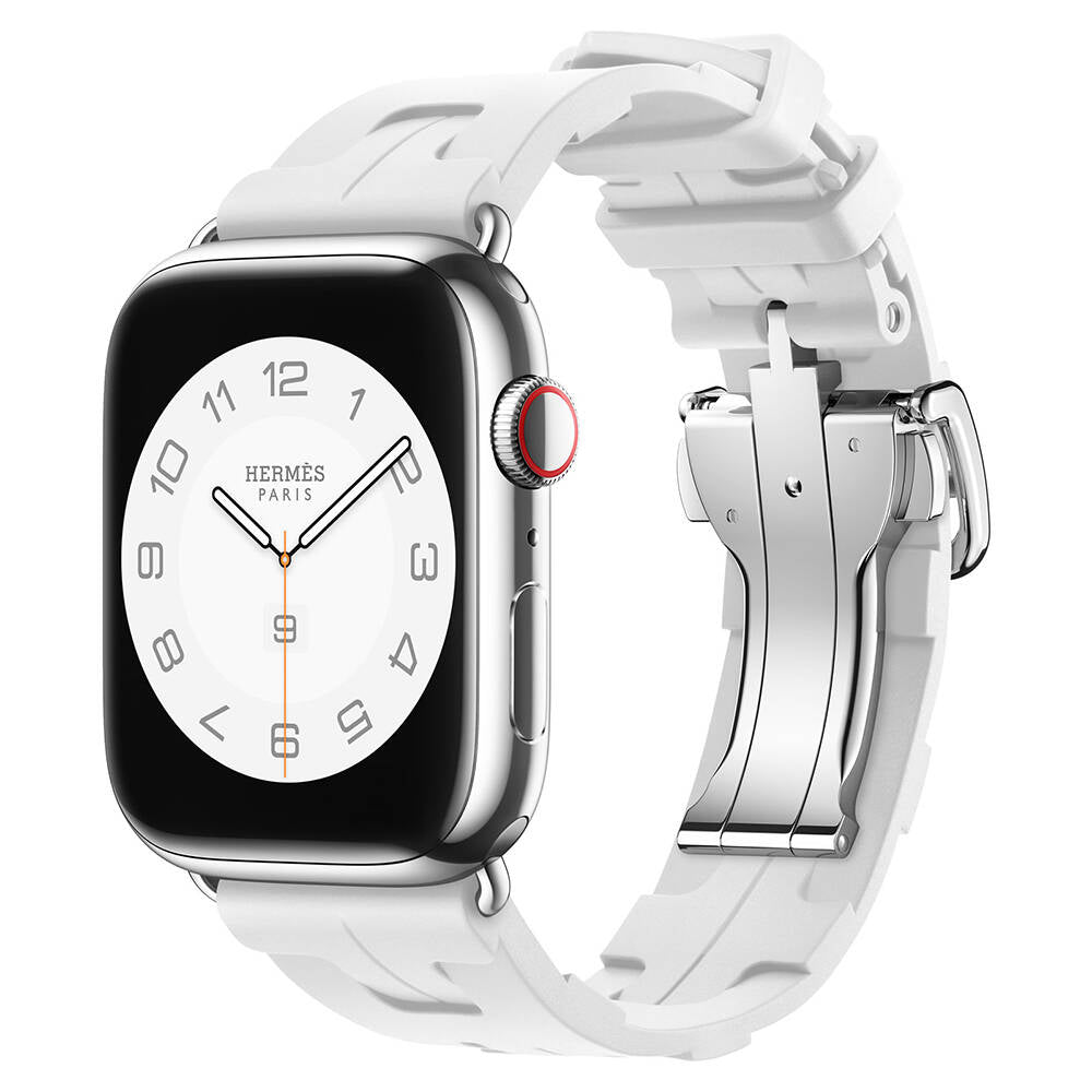 Apple Watch 7 41mm Spor Görünümlü Zore KRD-94 Silikon Kordon Beyaz