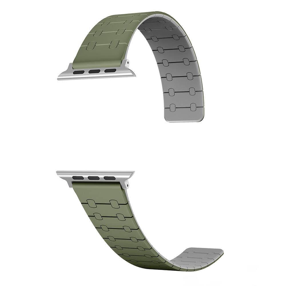 Apple Watch 7 41mm Zore KRD-111 Çizgili Desenli Silikon Kordon Yeşil