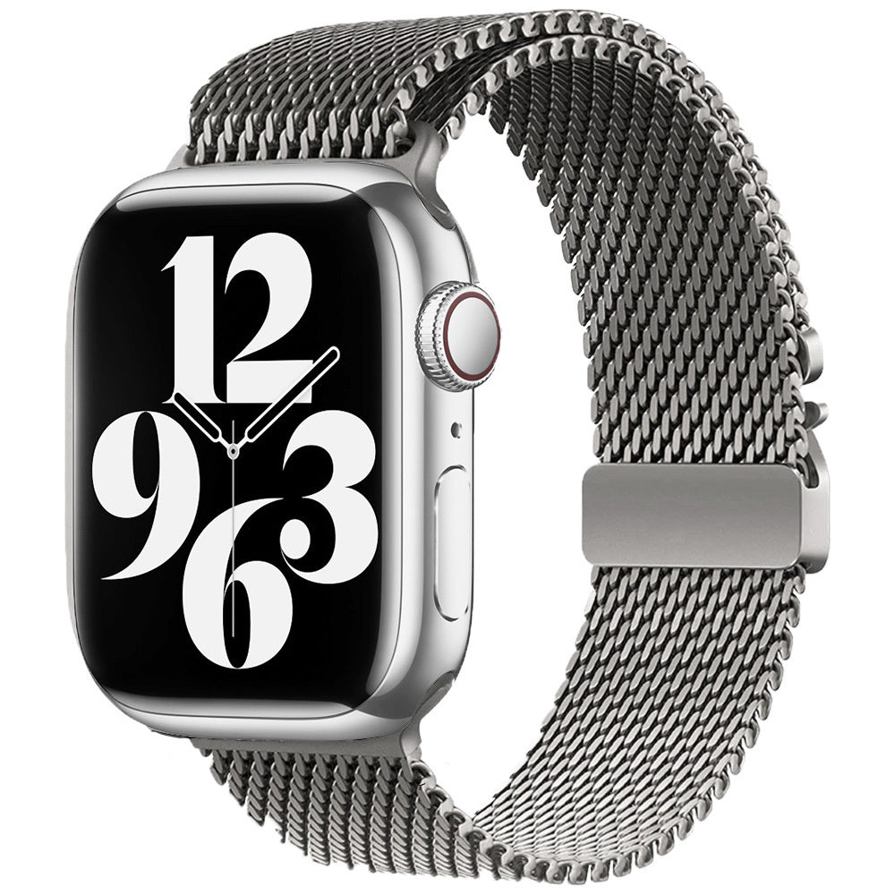 Apple Watch 7 41mm Zore KRD-121 Metal Hasır Kordon Siyah