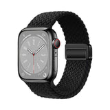 Apple Watch 7 41mm Zore KRD-134 Örgü Tasarımlı Hasır Kordon Strap Kayış Siyah