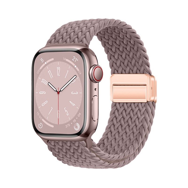 Apple Watch 7 41mm Zore KRD-134 Örgü Tasarımlı Hasır Kordon Strap Kayış Mor