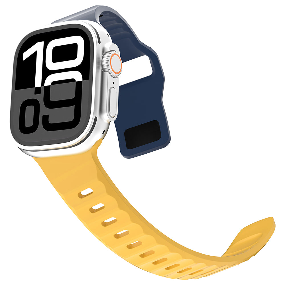 Apple Watch 7 41mm Zore KRD-160 Silikon Kordon Strap Kayış Lacivert-Sarı