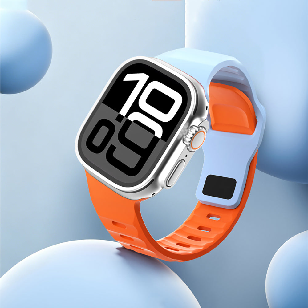 Apple Watch 7 41mm Zore KRD-160 Silikon Kordon Strap Kayış Mavi-Turuncu