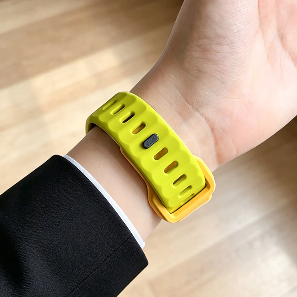 Apple Watch 7 41mm Zore KRD-160 Silikon Kordon Strap Kayış Sarı-Yeşil