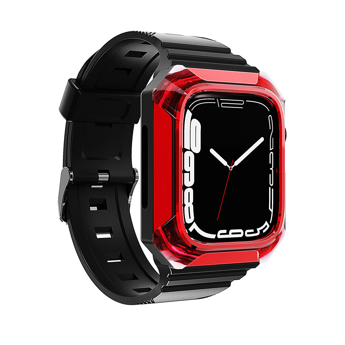 Apple Watch 7 41mm Zore KRD-88 Sert PC Kasa Koruyuculu Silikon Kordon Kırmızı