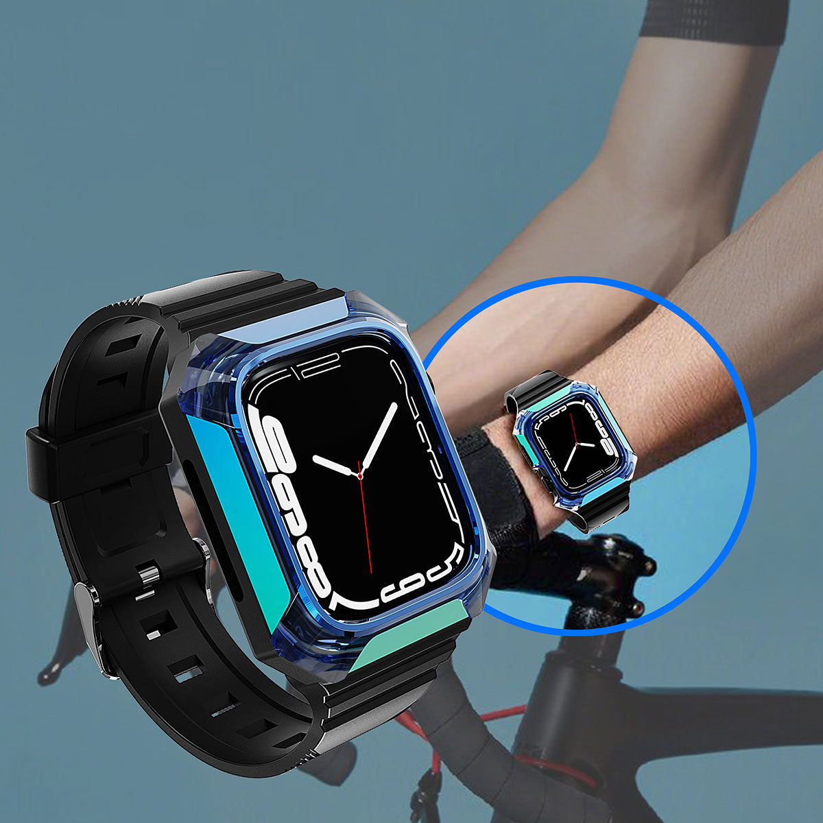 Apple Watch 7 41mm Zore KRD-88 Sert PC Kasa Koruyuculu Silikon Kordon Rose Gold