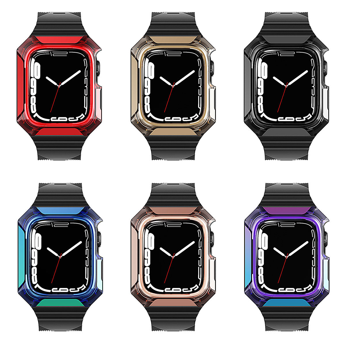 Apple Watch 7 41mm Zore KRD-88 Sert PC Kasa Koruyuculu Silikon Kordon Mor