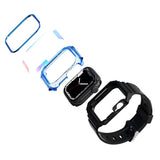 Apple Watch 7 41mm Zore KRD-88 Sert PC Kasa Koruyuculu Silikon Kordon Mavi