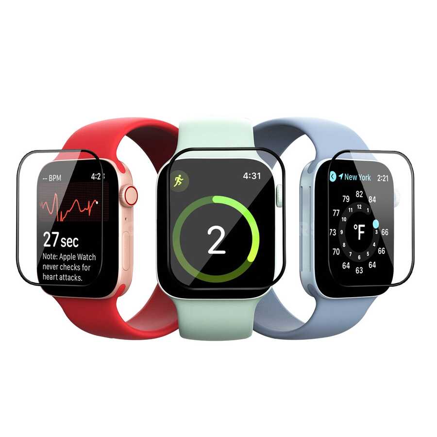 Apple Watch 7 41mm Zore PMMA Pet Saat Ekran Koruyucu Siyah