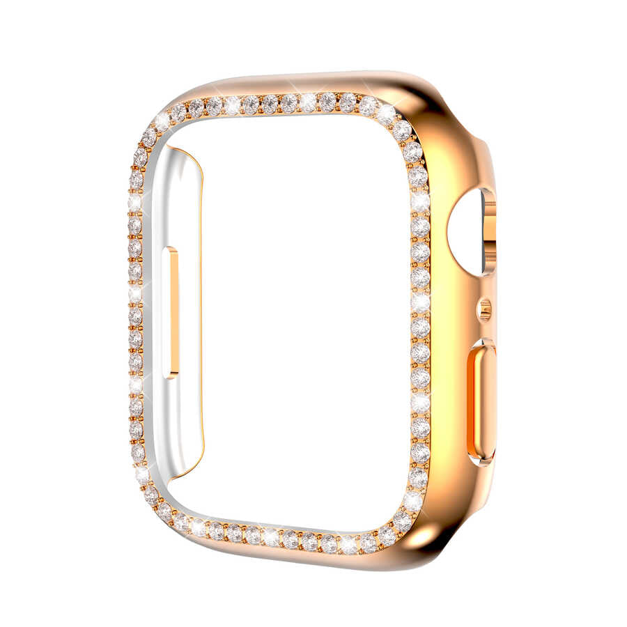 Apple Watch 7 41mm Zore Watch Gard 05 Sert PC Koruyucu Rose Gold